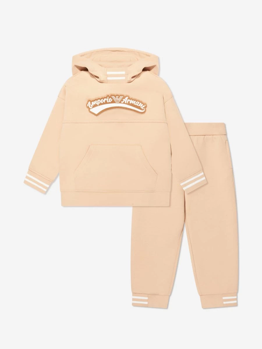 Emporio Armani Boys' Beige Logo Tracksuit for Kids