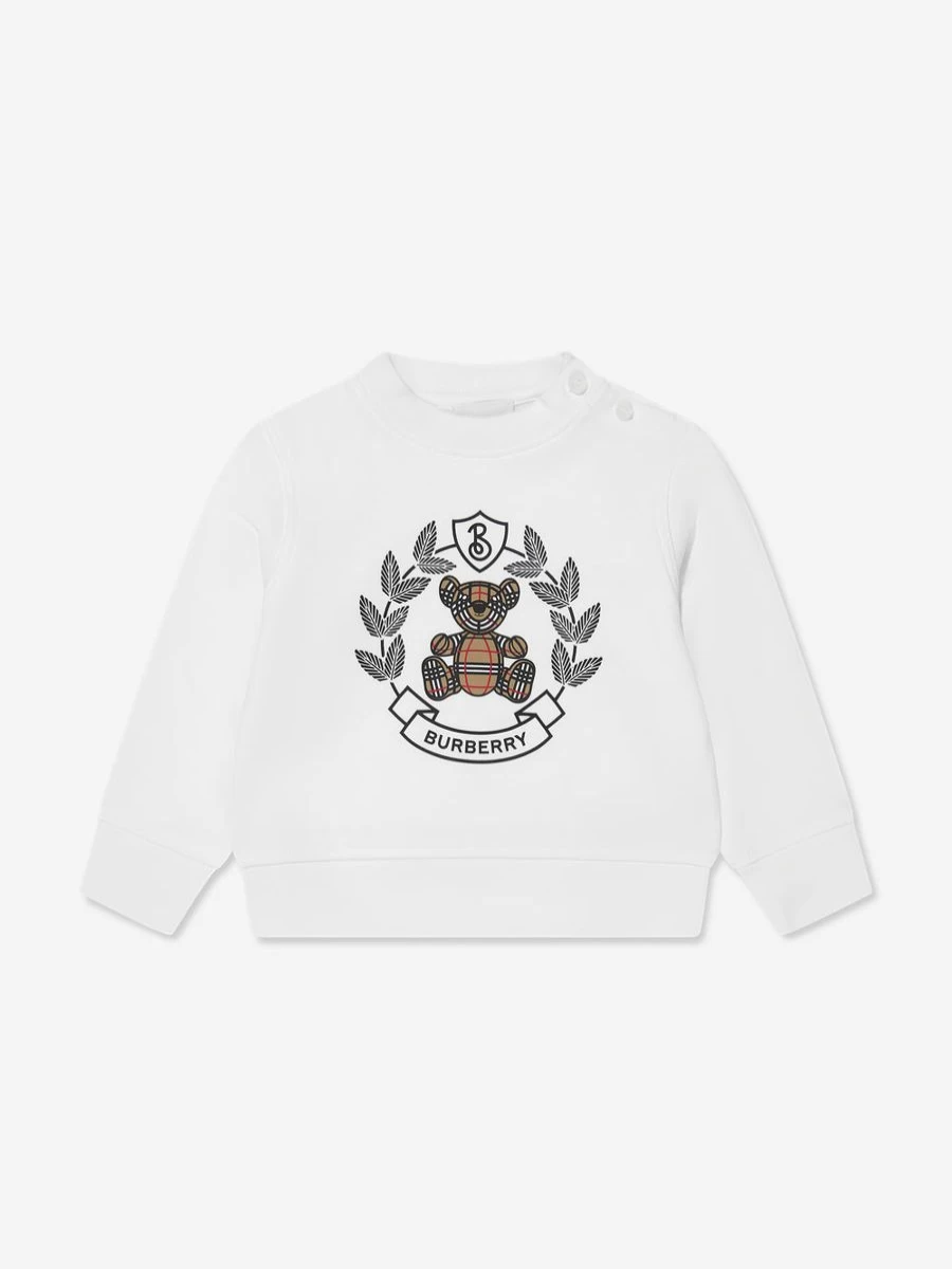 Burberry Kids Baby Boys White Crest Bear Sweatshirt - Soft Cotton Hoodie