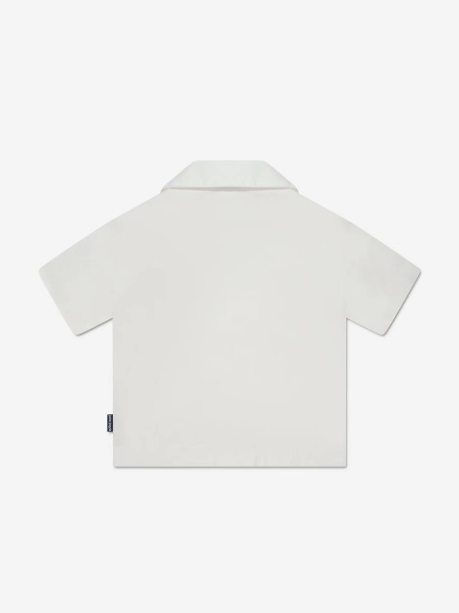 Palm Angels Teen Boys White Short Sleeve Shirt with Neon Palms Print
