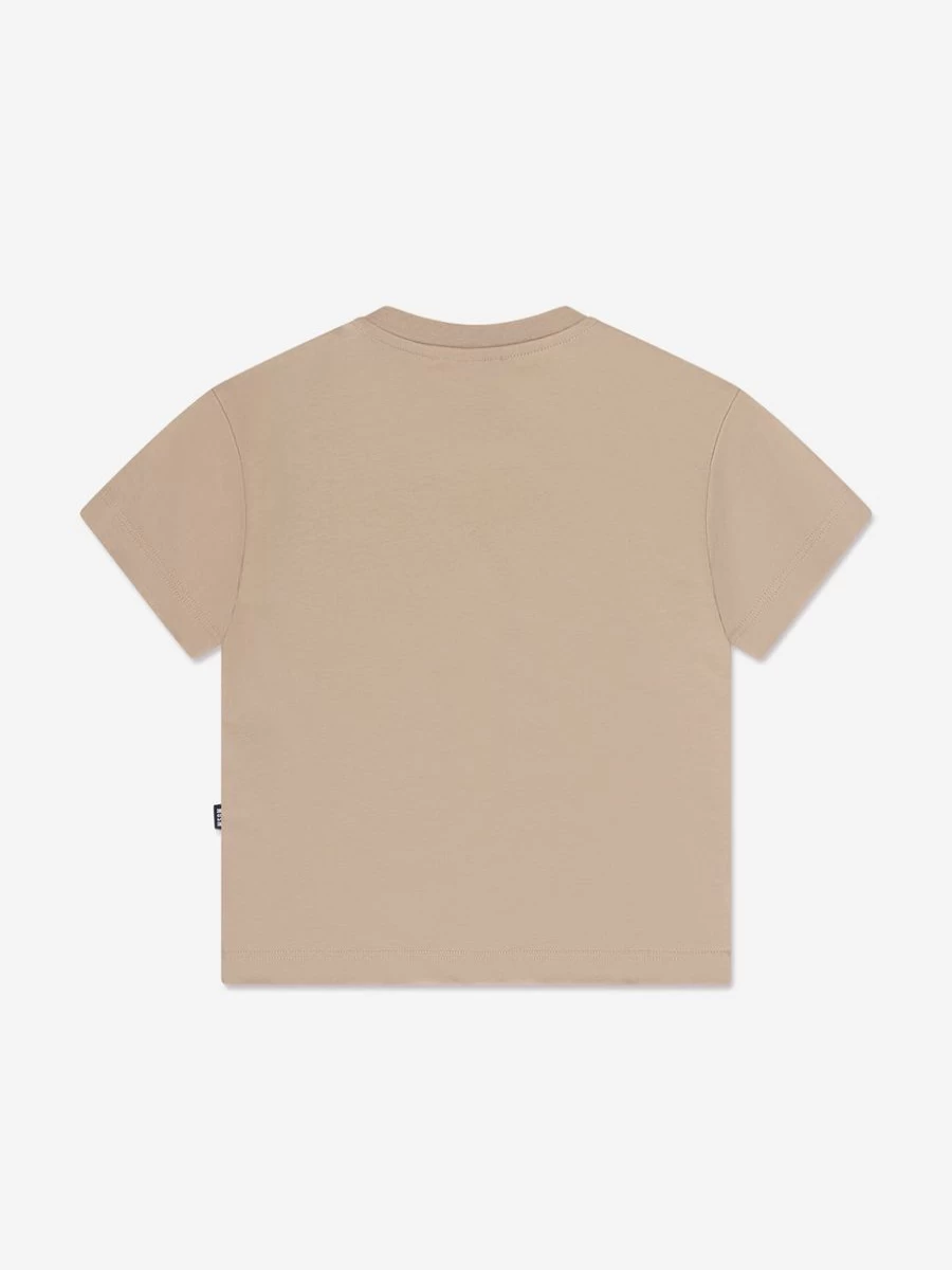 MSGM Girls' Beige Logo T-Shirt for Kids