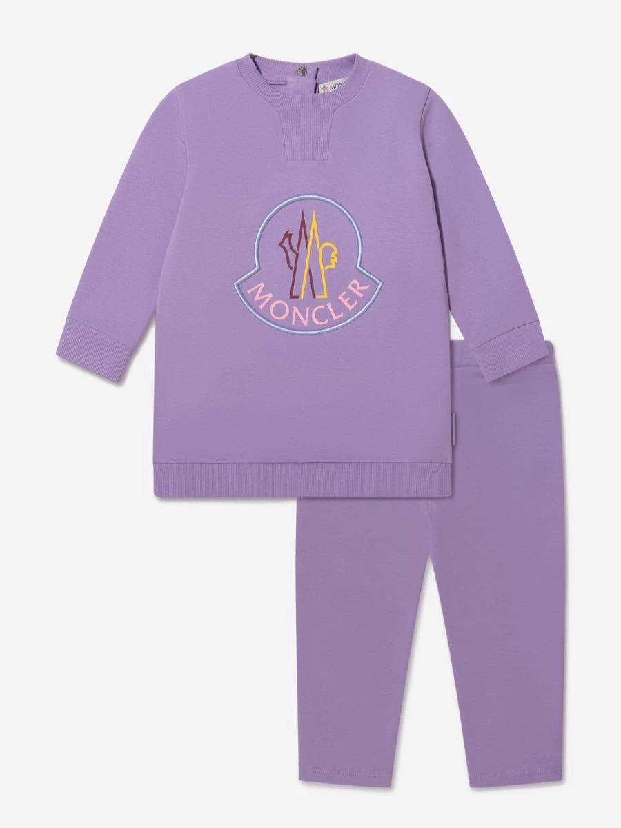 Moncler Enfant Baby Girls Embroidered Logo Tracksuit - Stylish Pink Tracksuit for Toddler Girls