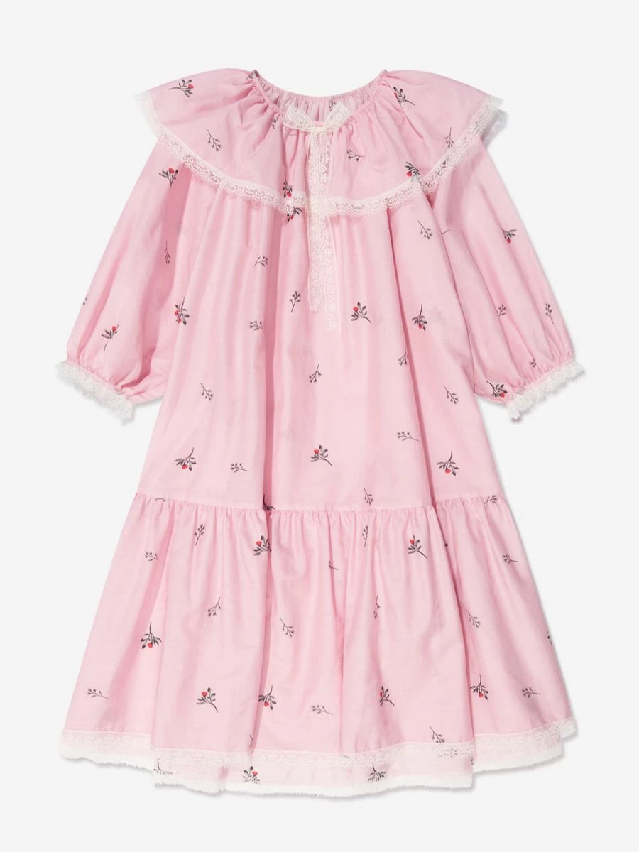 Amiki Girls Pink Silk Elizabeth Nightdress - Luxurious Children's Sleepwear