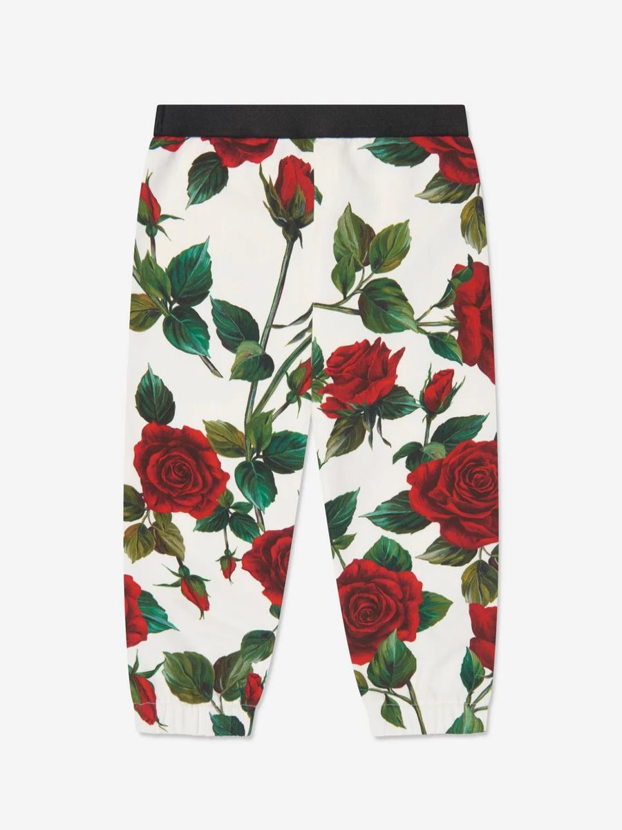 Dolce & Gabbana Kids Girls' White Rose Print Leggings for Baby & Toddler