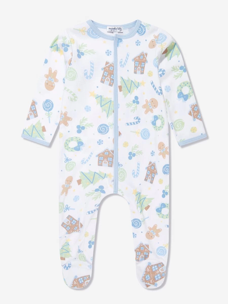 Magnolia Baby Boys' Adorable Gingerbread Print Babygrow - Soft Blue Bodysuit for Infants