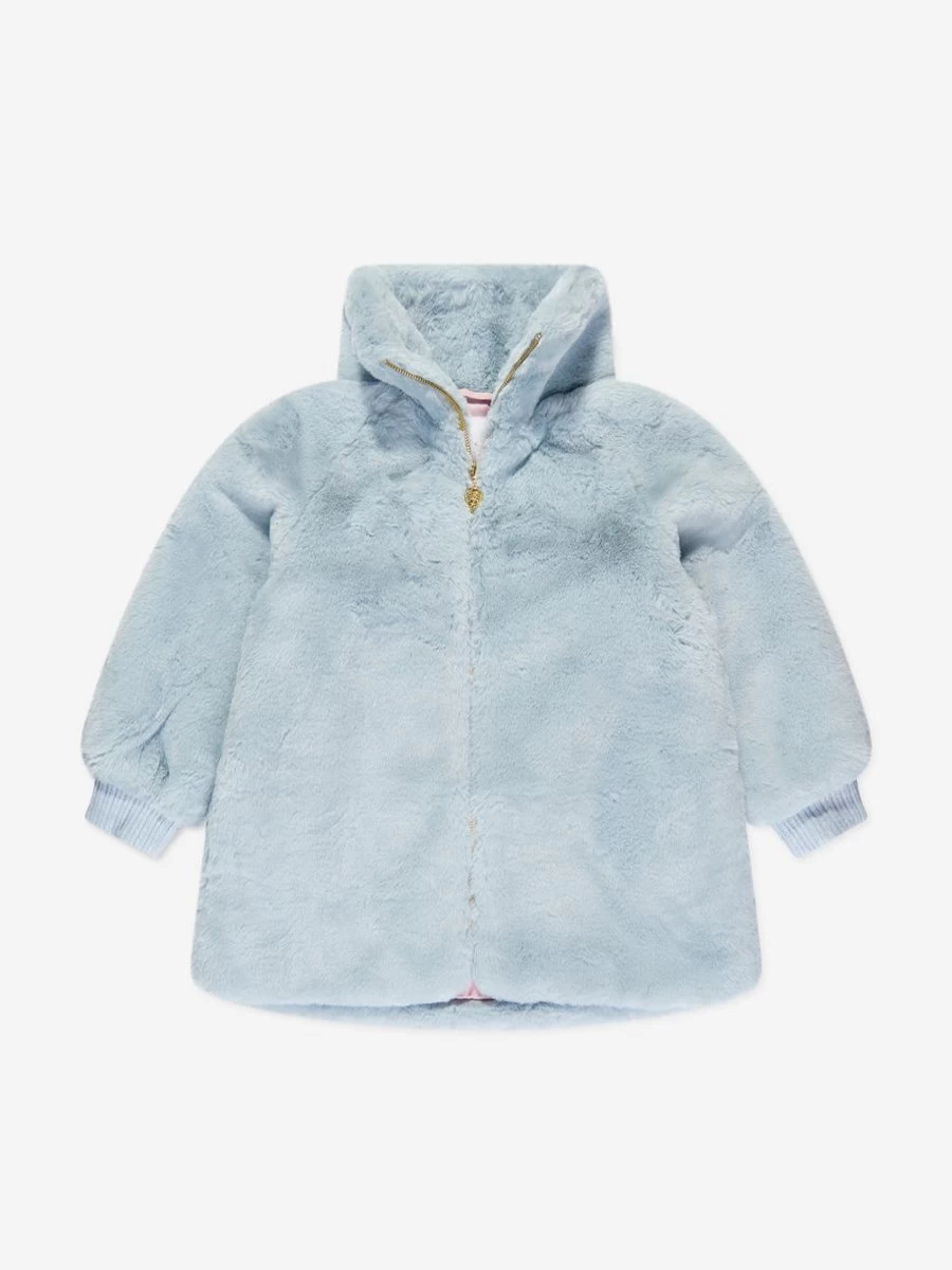 "Angels Face Girls Blue Faux Fur Jacket – Oscars Smile Style Cozy Winter Coat"