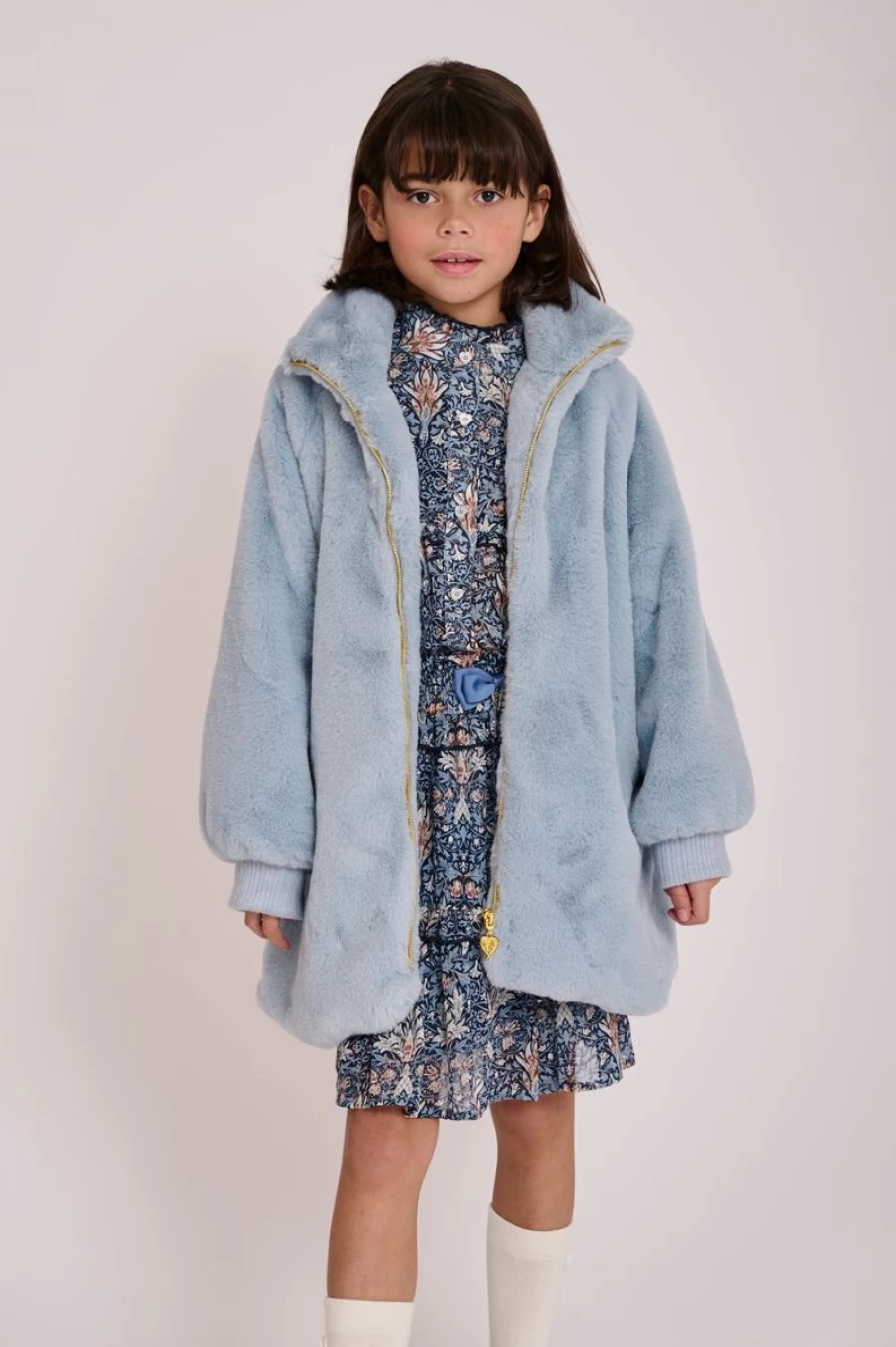 "Angels Face Girls Blue Faux Fur Jacket – Oscars Smile Style Cozy Winter Coat"