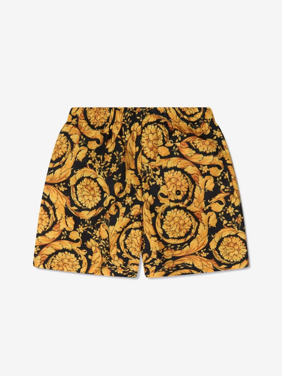 Versace Boys Black Barocco Swim Shorts | Kids Luxury Swimwear