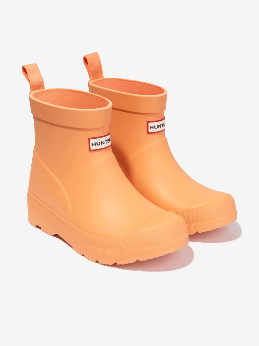 Hunter Girls' Orange Play Wellington Boots | Waterproof Rain Boots for Kids