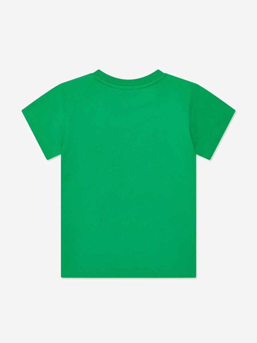 Moschino Kids Boys Green Teddy Bear Logo Cotton T-Shirt