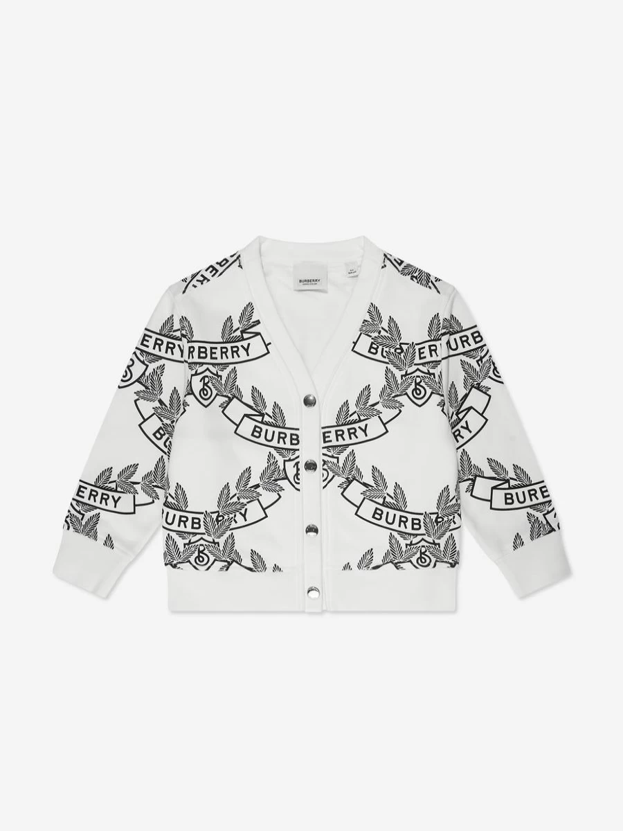 Burberry Kids Girls White Baile Crest Cardigan