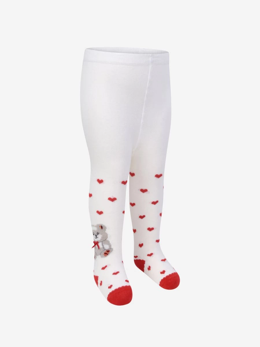 Monnalisa Baby Girls' Red Bear Print Tights - Soft & Comfortable Toddler Leggings