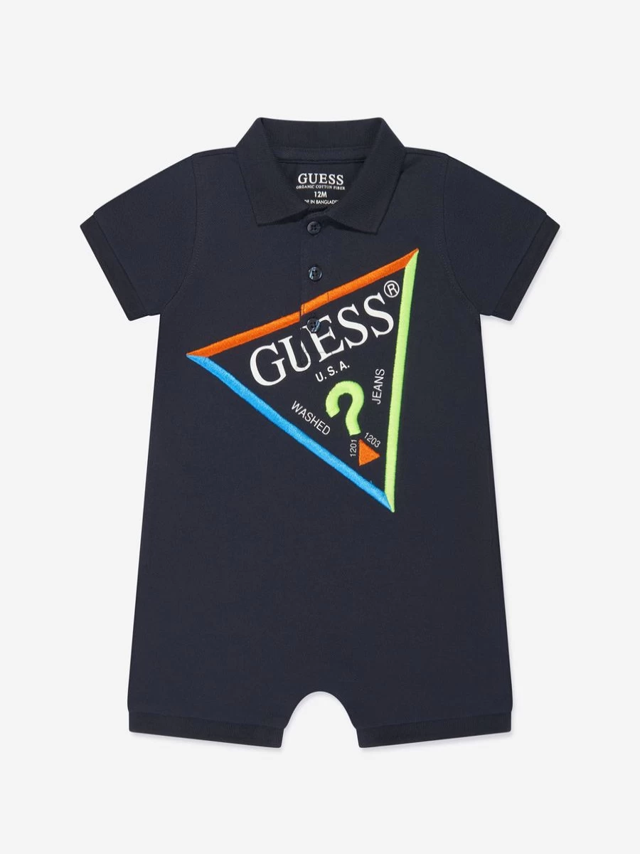 Guess Baby Boys Navy Logo Romper - Comfortable & Stylish Outfit