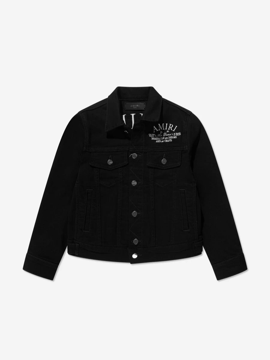 Amiri Boys Black Trucker Jacket - Kids Arts District Denim Jacket for Boys
