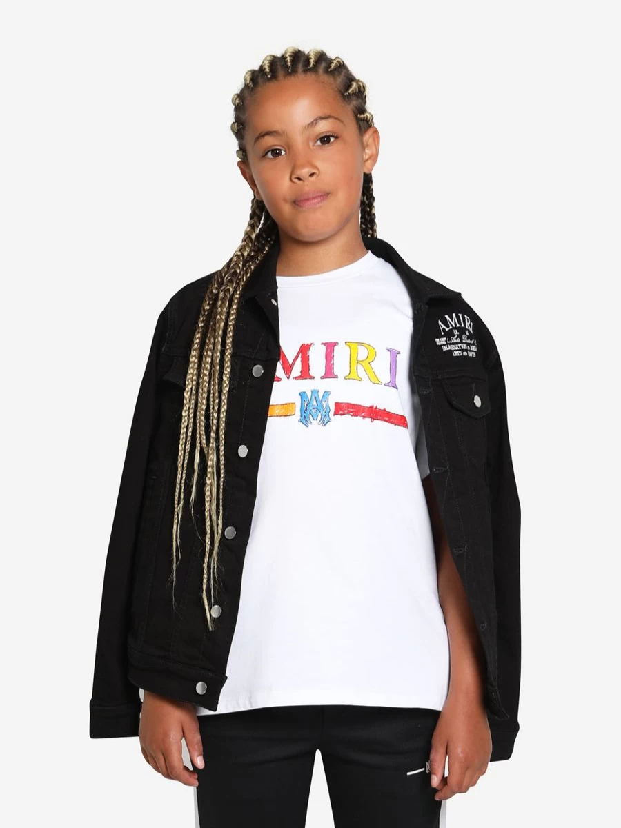 Amiri Boys Black Trucker Jacket - Kids Arts District Denim Jacket for Boys