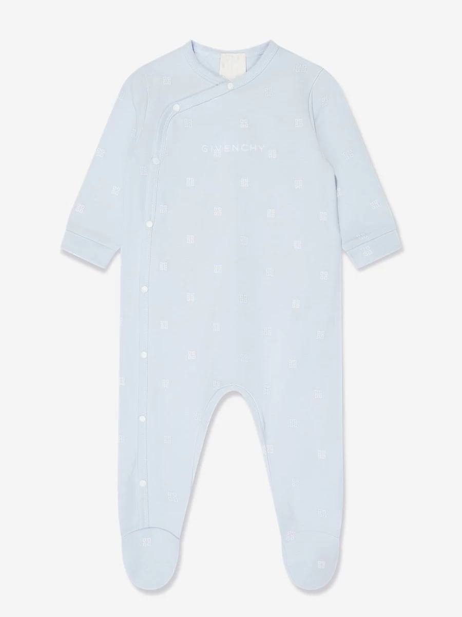 Givenchy Baby Boys 4G Logo Blue Babygrow - Newborn Infant Bodysuit