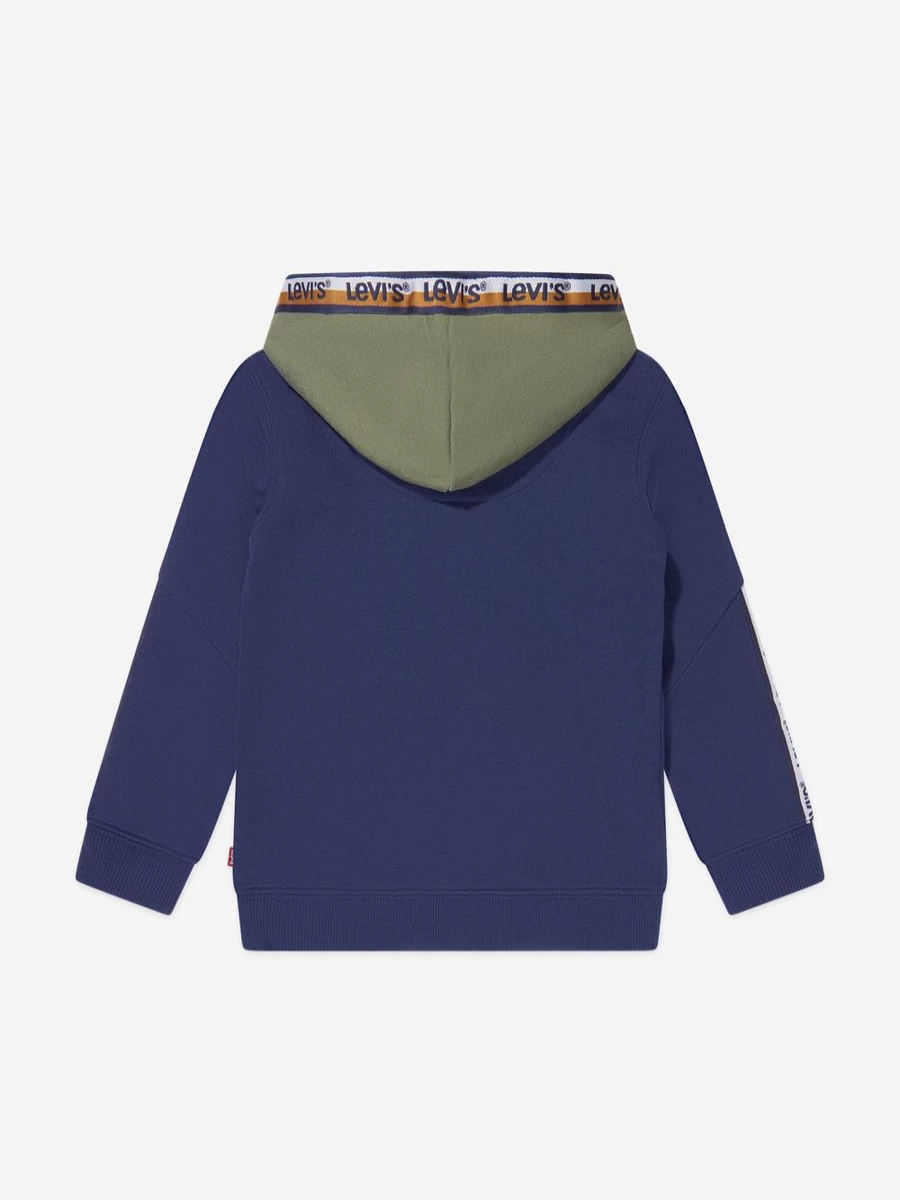 Levi's Kids Wear Boys' Blue Logo Taped Pullover Hoodie for Comfort & Style