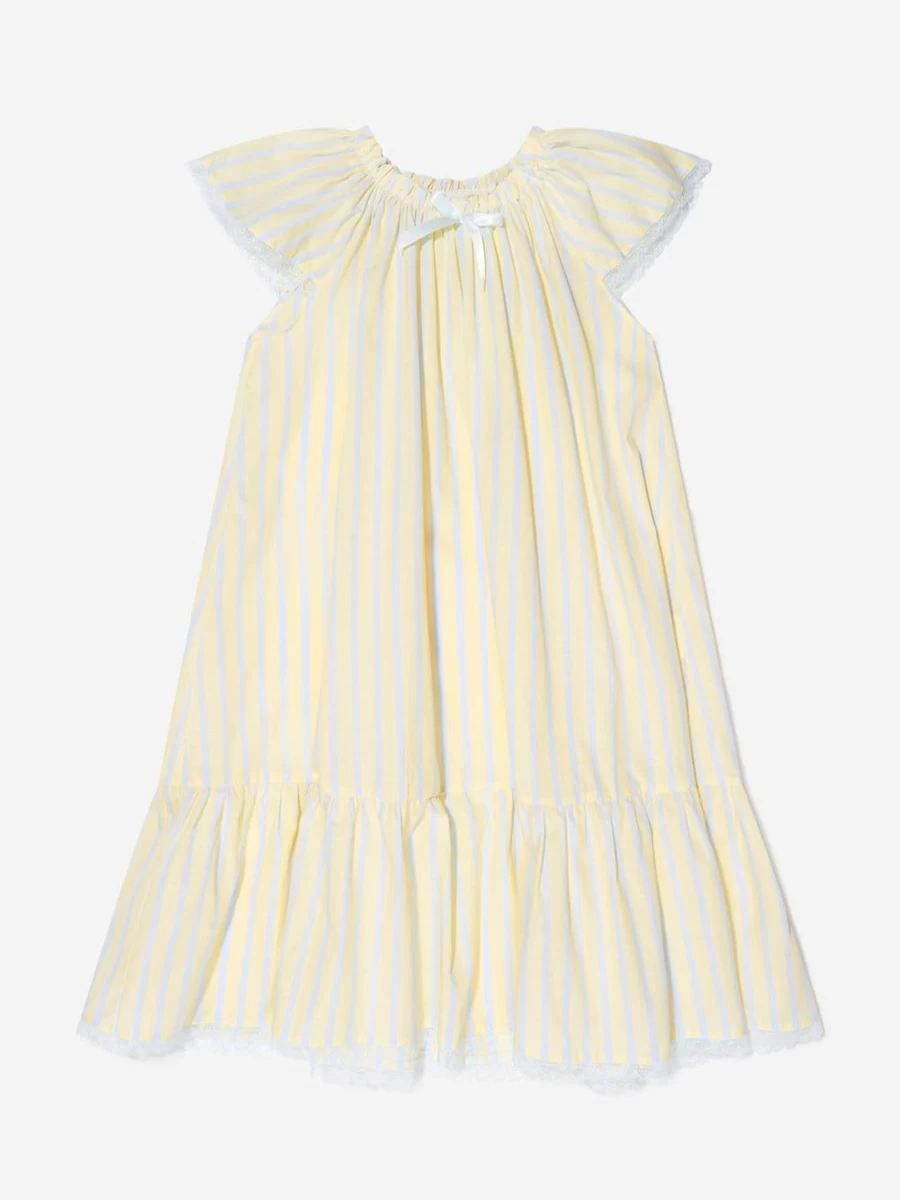 Amiki Girls' Cotton Striped Nightdress - Soft & Comfortable Sleepwear for Girls