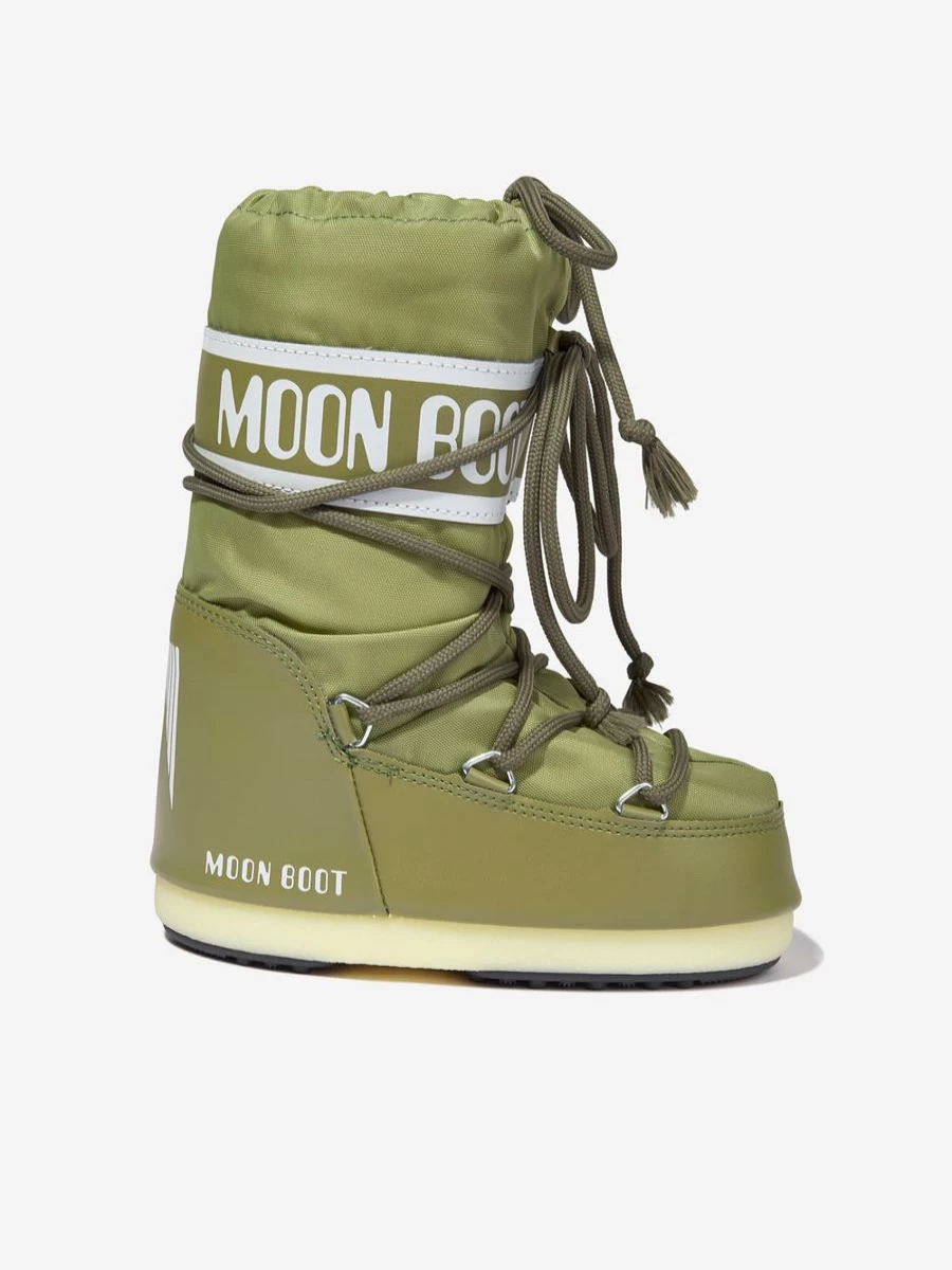 Moon Boot Boys' Green Nylon Snow Boots for Kids - Icon Winter Footwear