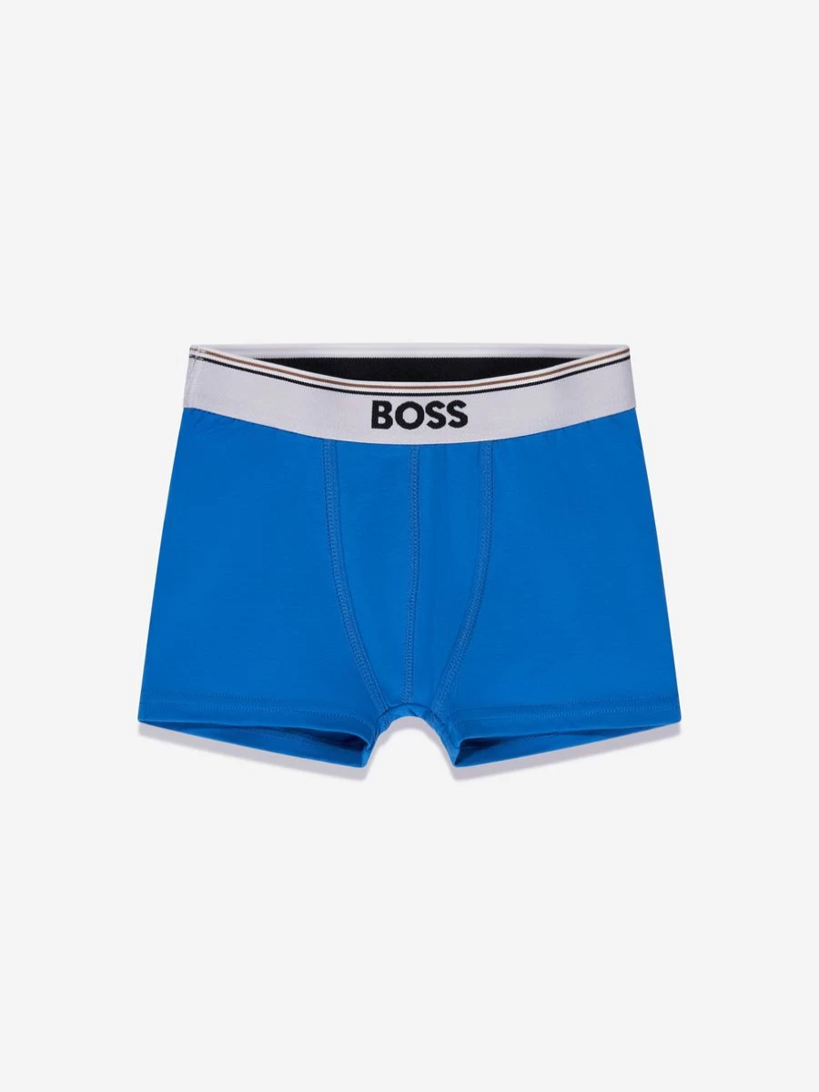 BOSS Boys' 2-Pack Blue Boxer Shorts Set for Comfort & Style