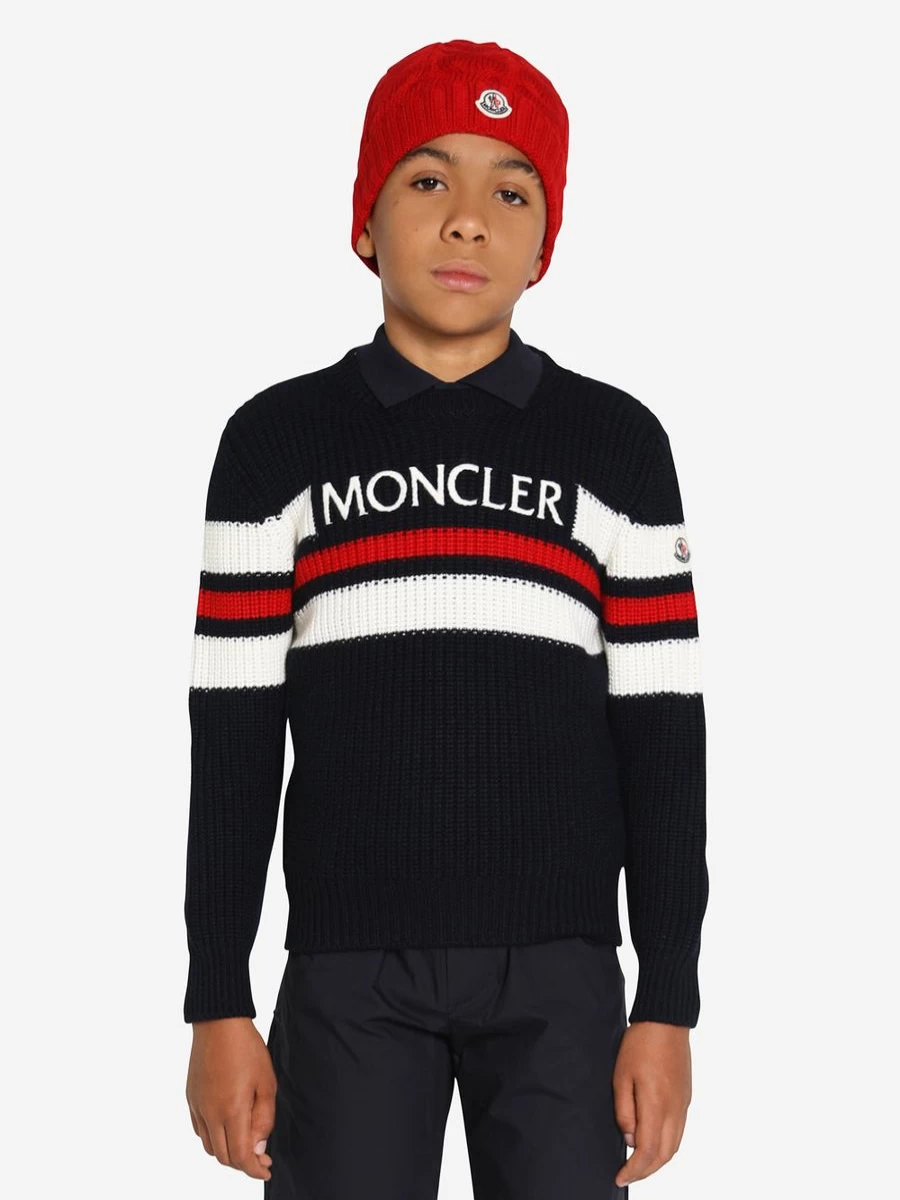Moncler Enfant Boys Navy Wool Knit Jumper - Premium Kids Sweater