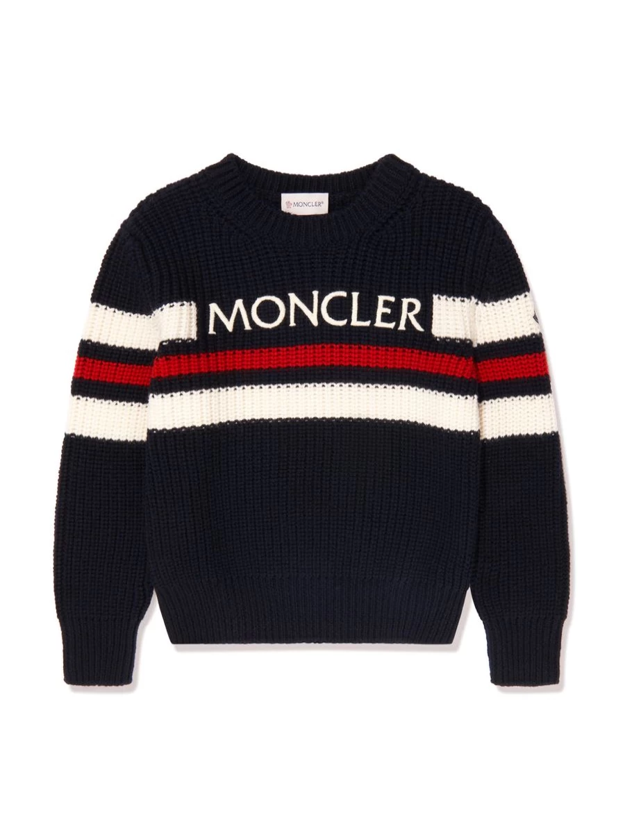 Moncler Enfant Boys Navy Wool Knit Jumper - Premium Kids Sweater