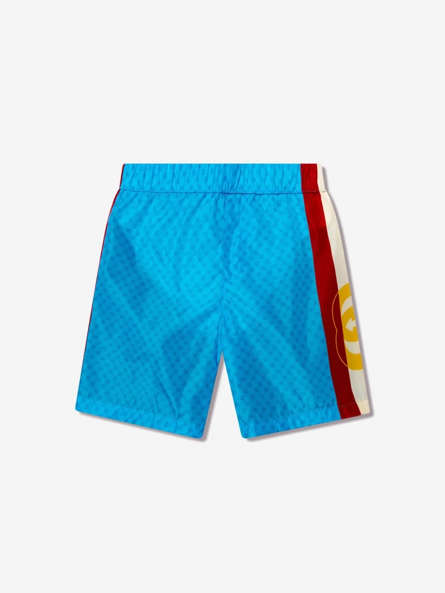 Gucci Kids Boys' Blue Branded Swim Shorts for Summer Beachwear