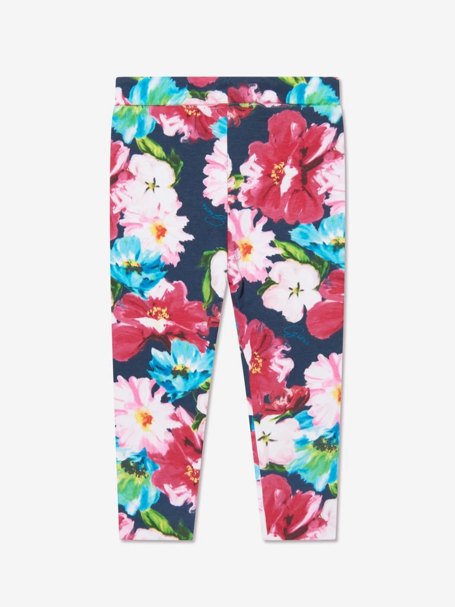 Guess Girls Pink Passion Flower Reversible Leggings for Kids
