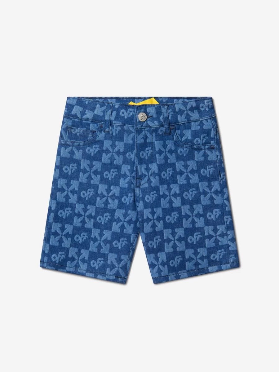 Off-White Boys' Organic Cotton Denim Shorts with Monogram Design