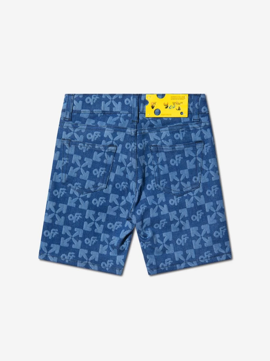 Off-White Boys' Organic Cotton Denim Shorts with Monogram Design