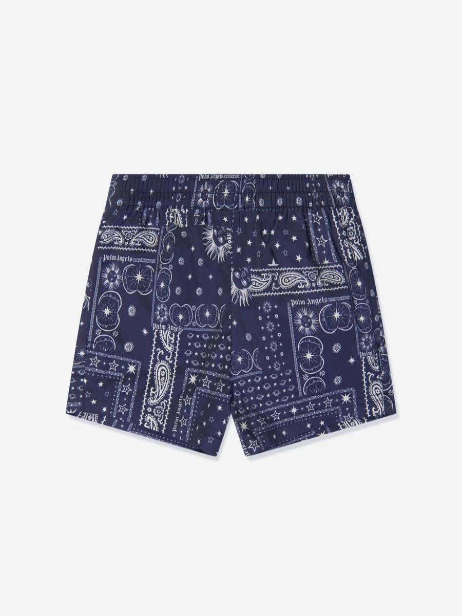 Palm Angels Boys Navy Astro Paisley Print Swim Shorts