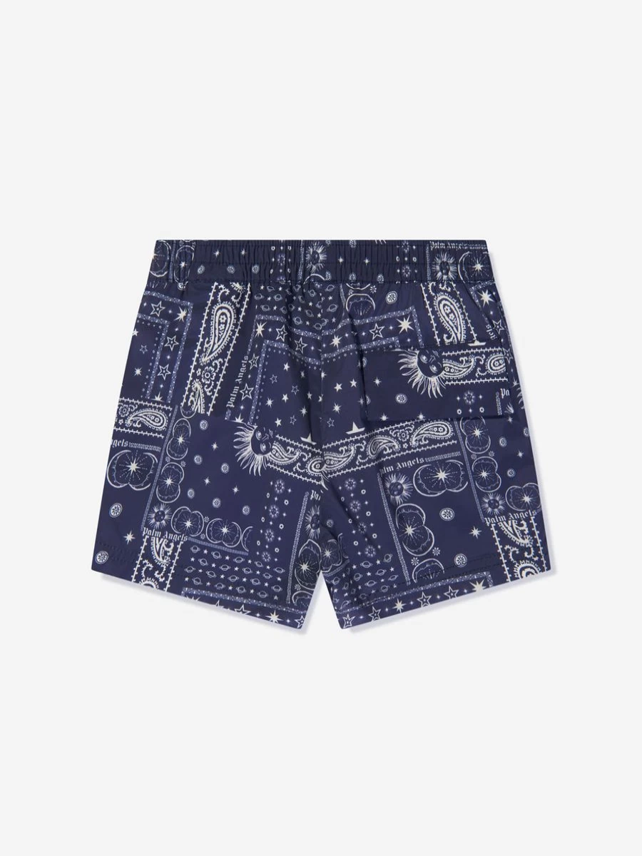 Palm Angels Boys Navy Astro Paisley Print Swim Shorts