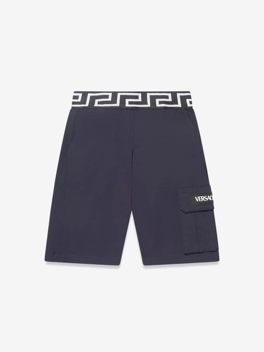 Versace Boys Navy La Greca Pocket Shorts