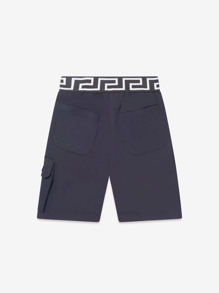 Versace Boys Navy La Greca Pocket Shorts