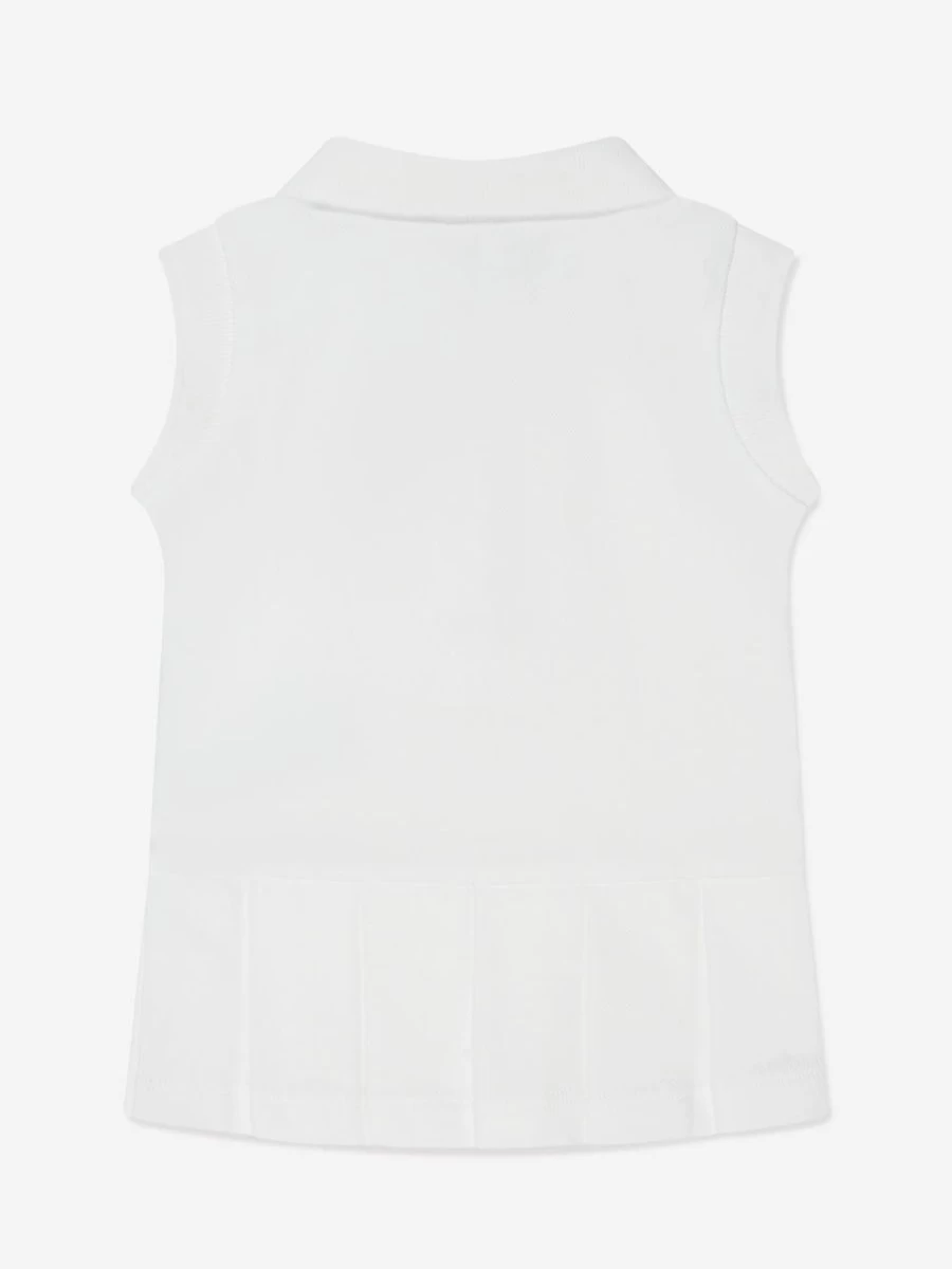 Moncler Enfant Baby Girls White Sleeveless Polo Dress for Summer