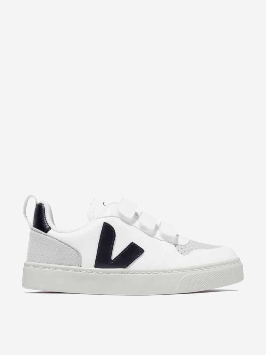 Veja Girls' V-10 White Velcro Sneakers for Kids - Small Size