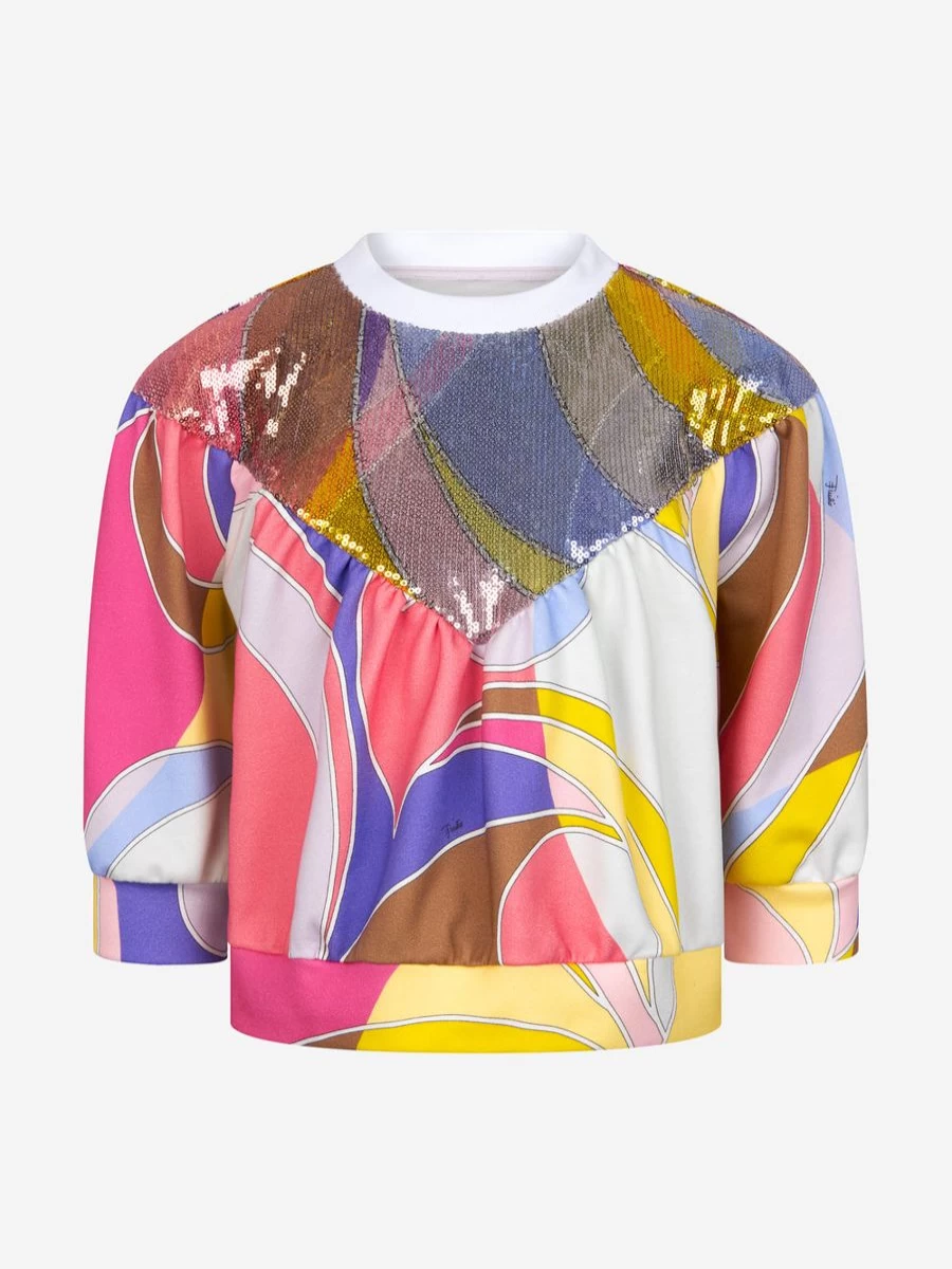 Emilio Pucci Girls' Fashion Sweatshirt - Trendy Cotton Blend Top for Girls
