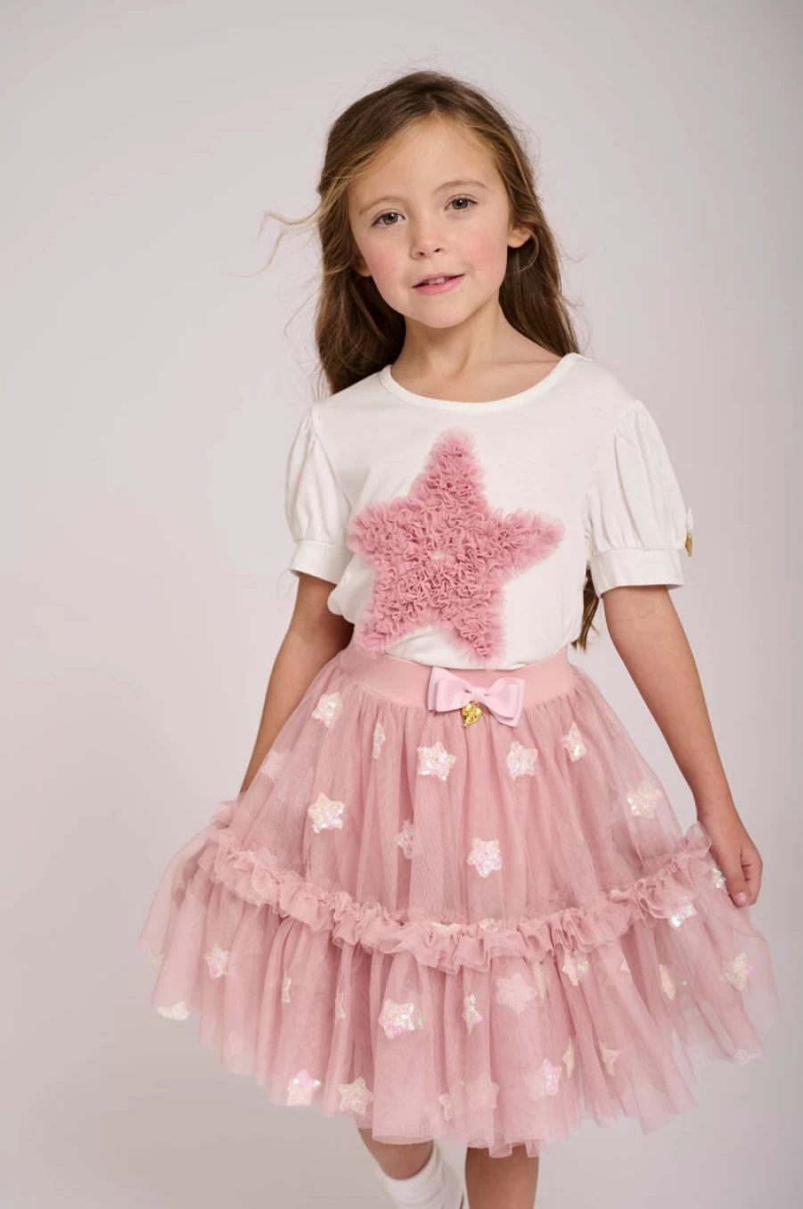 "Angels Face Teen Girls Shannon Sequin Star Skirt - Pink Sparkly Party Skirt for Teens"