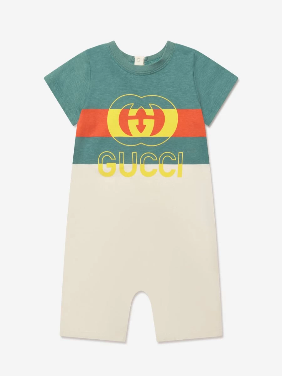 Gucci Kids Baby Boys Green Logo Romper - Stylish & Comfortable Outfit