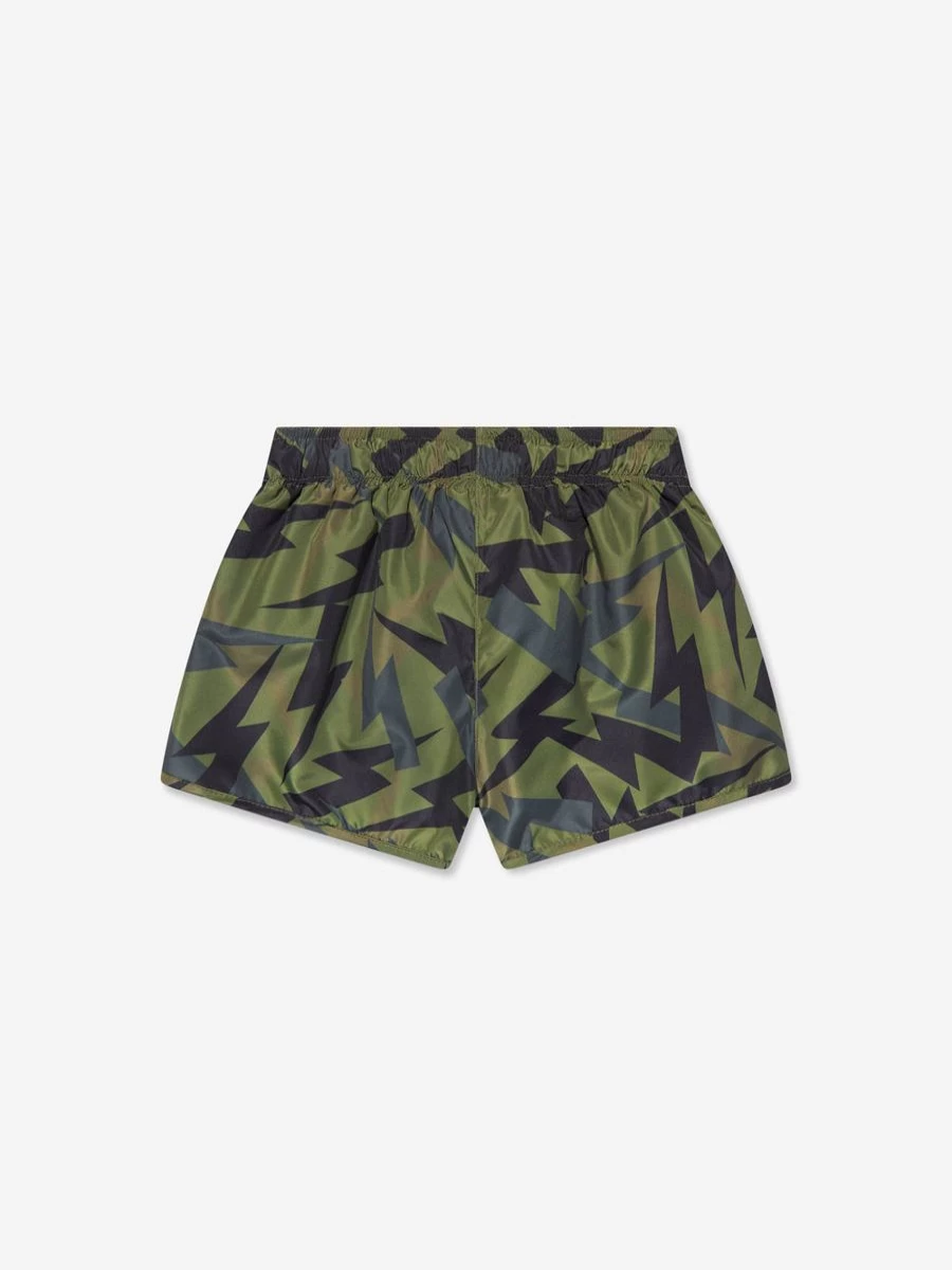 Neil Barrett Boys' Green Thunderbolt Print Swim Shorts