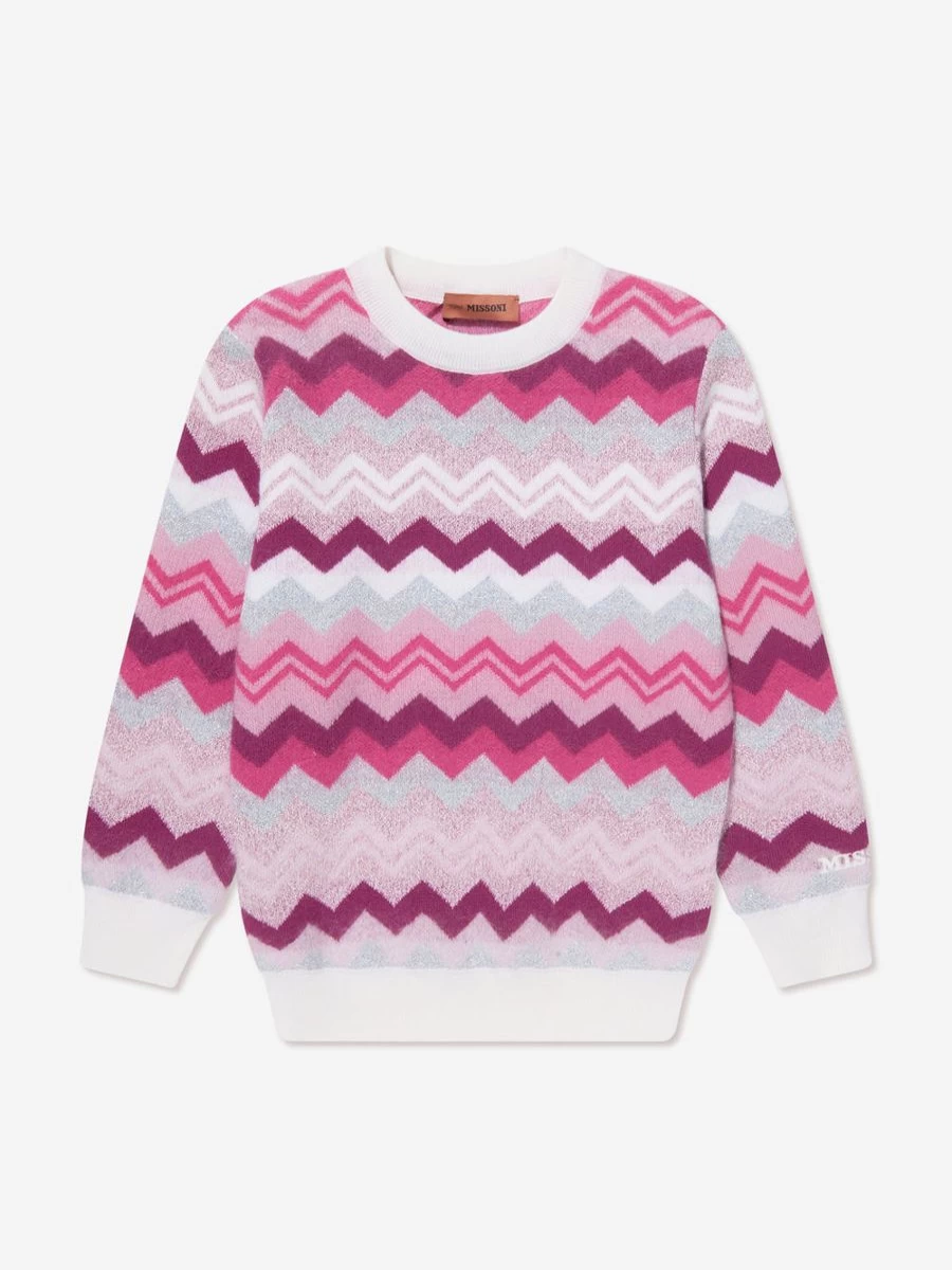 Missoni Pink Zigzag Knit Jumper for Girls