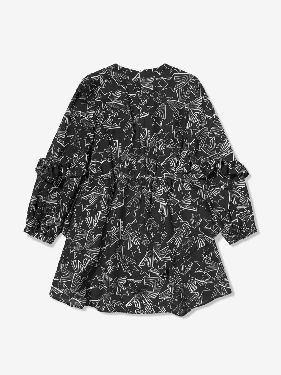 MSGM Black Georgette Dress for Teen Girls - Elegant & Stylish