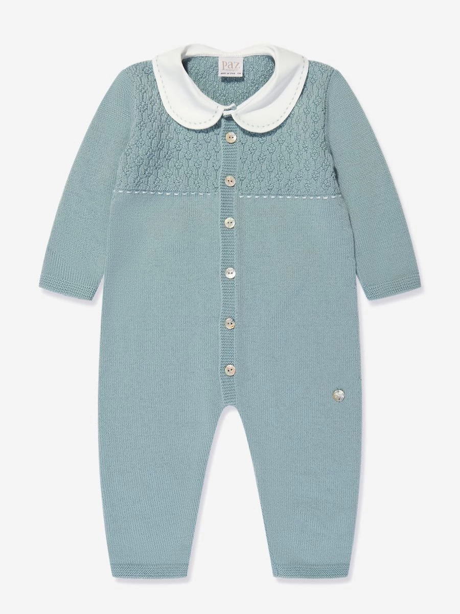 Paz Rodriguez Girls Green Knitted Baby Romper - Soft & Comfortable Outfit