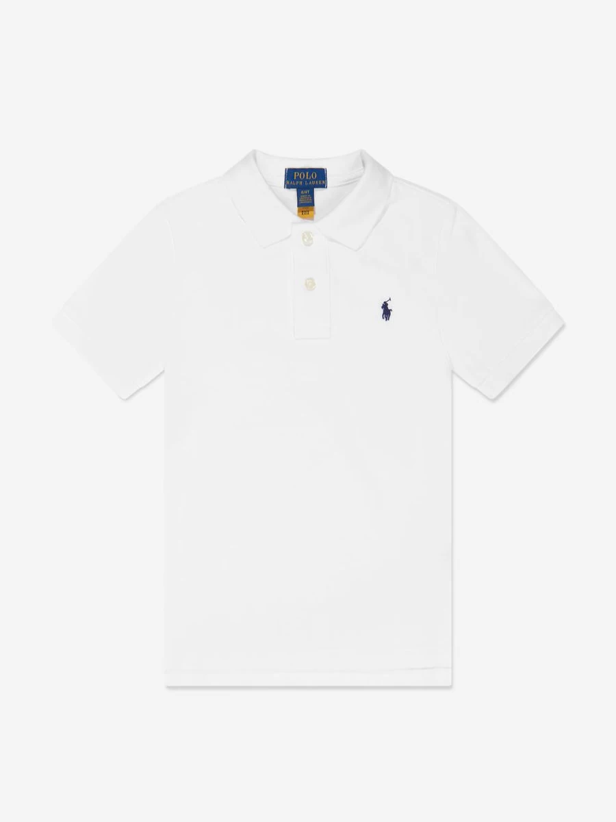 Ralph Lauren Kids Boys' Classic White Logo Polo Shirt - Premium Cotton Short Sleeve Top
