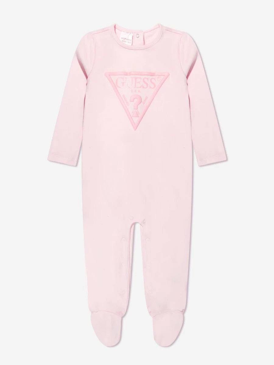 Guess Baby Girls Pink Logo Babygrow - Soft Cotton Bodysuit