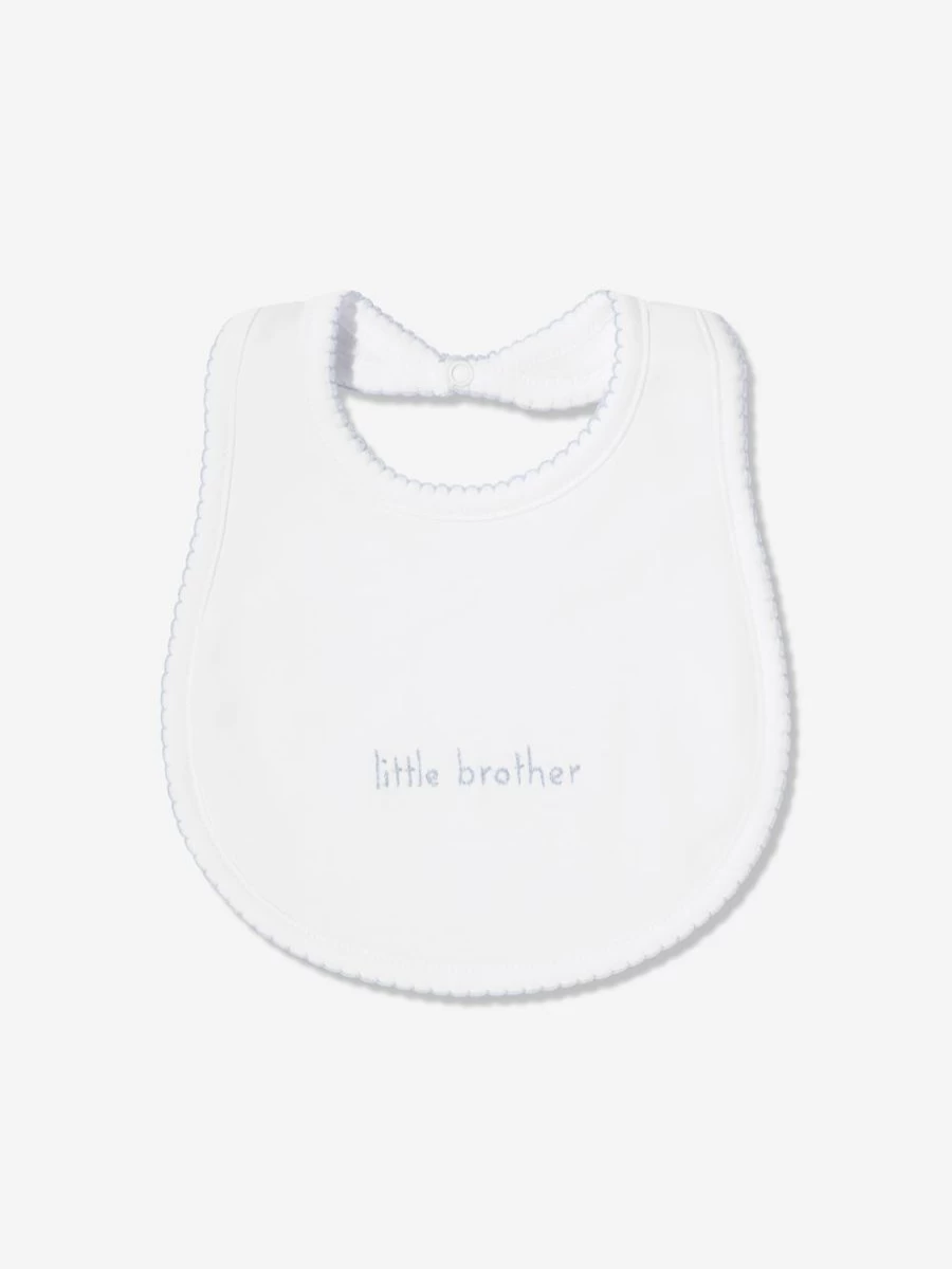 Magnolia Baby White Little Brother Bib for Baby Boys - Soft & Absorbent Feeding Bib