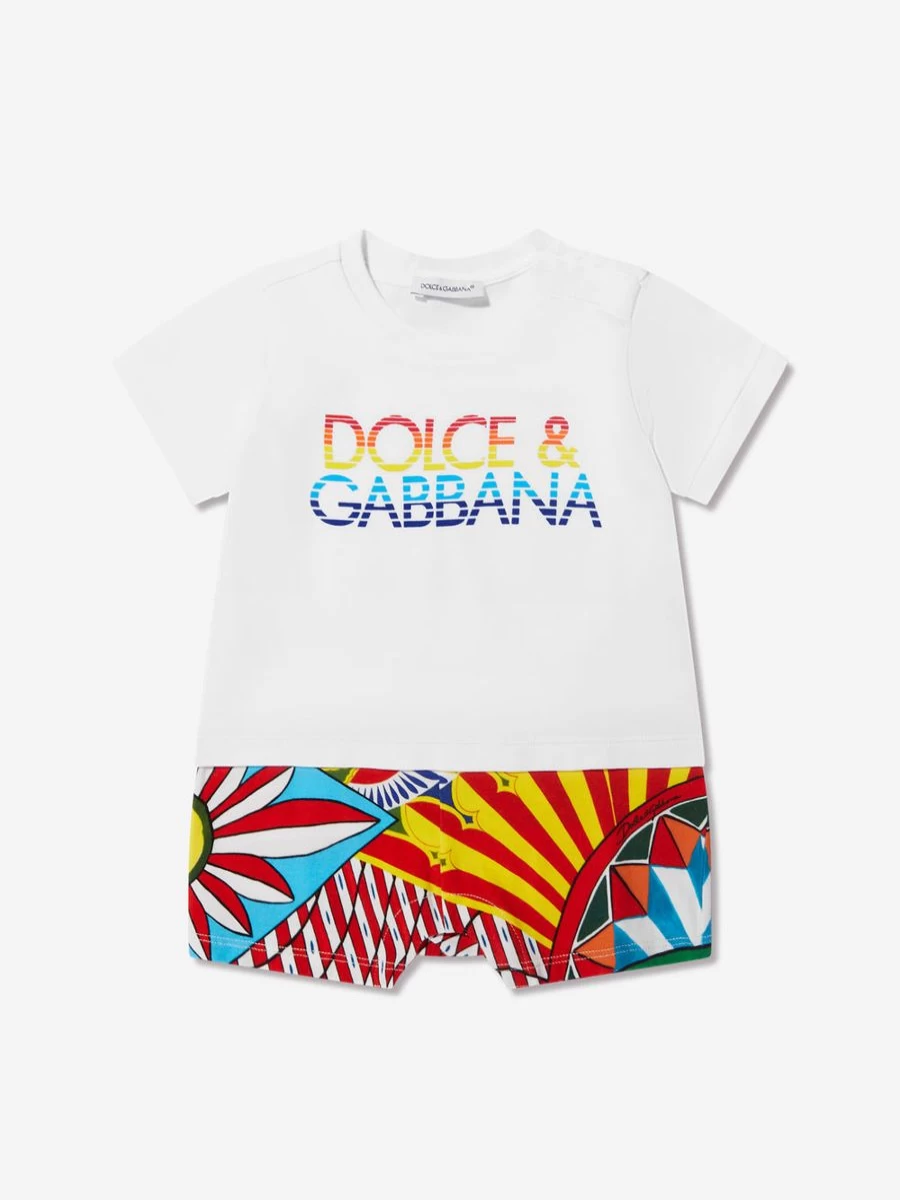 Dolce & Gabbana Kids Baby Boys Multicolor Logo Romper - Stylish & Comfortable Outfit
