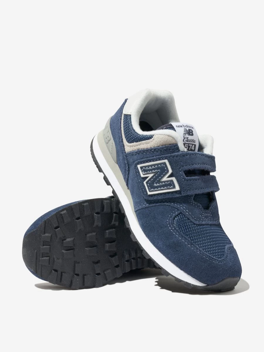 New Balance 574 Navy Blue Lace Up Sneakers for Girls | Kids' Athletic Trainers