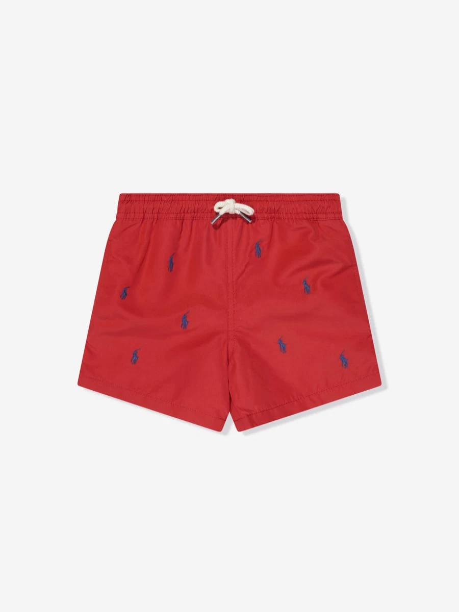 Ralph Lauren Kids Boys' Red Logo Swim Shorts for Active Summer Fun
