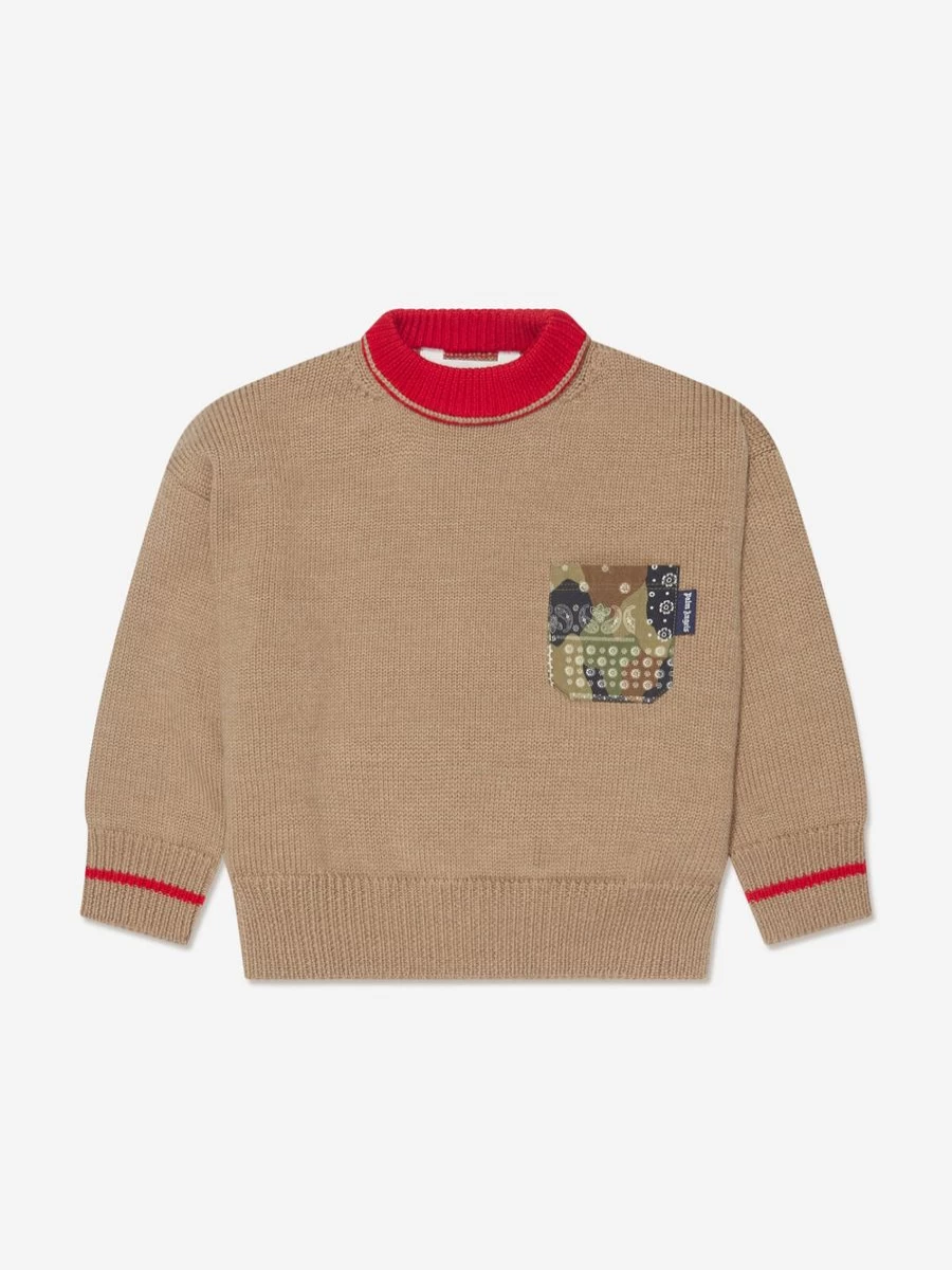 Palm Angels Teen Beige Camo Jumper - Boys Brush Print Sweatshirt