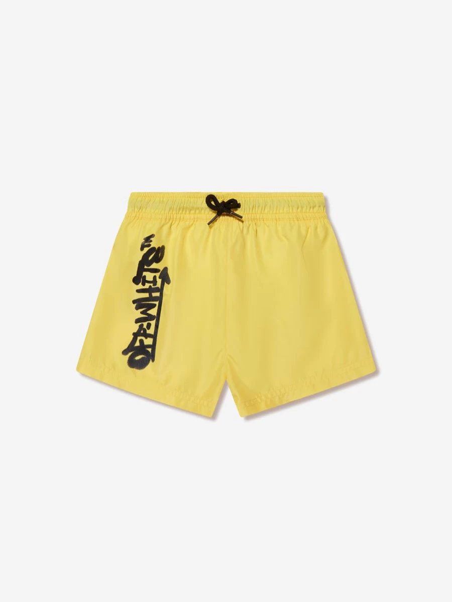 Off-White Boys' Graffiti Print Yellow Swim Shorts